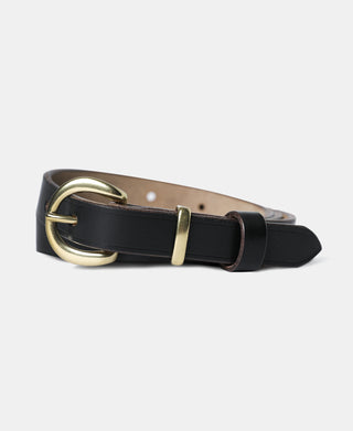 Brass Horseshoe Buckle Slim Leather Belt