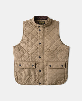 Corduroy Trimmed Diamond Quilted Field Vest – Khaki