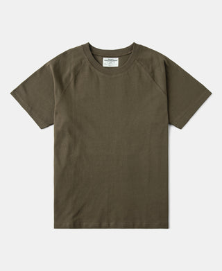 Heavyweight Plain Raglan Short Sleeve T-Shirt - Dark Olive