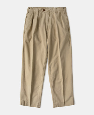 1930s IVY Style Double Pleated Chino Trousers - Khaki