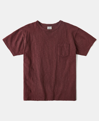 Lot 102 1940s Heavyweight Slub Pocket T-Shirt - Wine