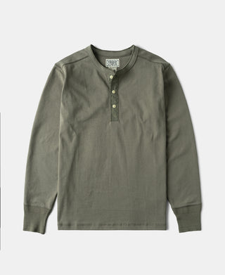 Vintage Long Sleeve Henley Shirt - Light Olive