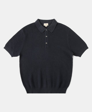 Lot 926 Jacquard Short Sleeve Polo Shirt - Dark Indigo