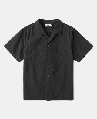 Italian Collar Salt-Shrunk Shirt in Black