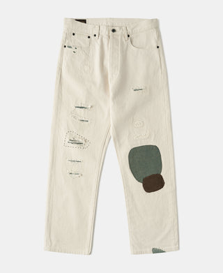 15.5 oz Ecru Selvedge Denim Repair Jeans