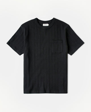 Men's heavyweight ribbed cotton pocket T-shirt in vintage black, crew neck, short sleeves