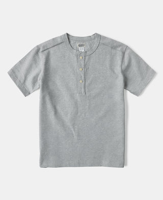 10.6 oz Cotton Short Sleeve Henley T-Shirt - Gray