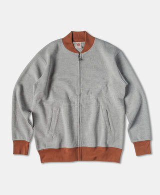 Waffle Cotton Full-Zip Track Jacket - Gray