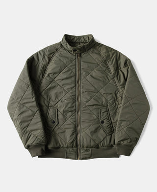 Reversible Diamond Quilted Stand-Collar Jacket - Olive