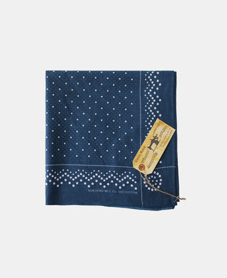 Indigo Dot-Print Cotton Bandana