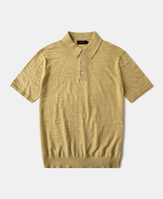 Lightweight Slub Cotton Knit Polo - Mustard