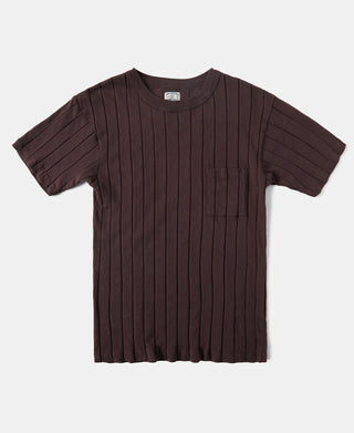 Lot 105 Drop Needle Ribbed Pocket T-Shirt - Chocolate Brown