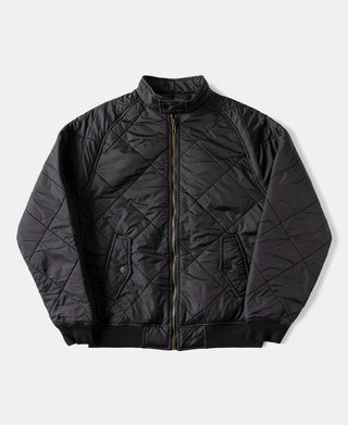 Reversible Diamond Quilted Stand-Collar Jacket - Black