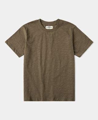 Heavyweight Slub Cotton Short Sleeve T-Shirt - Brown