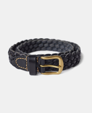 Braided Leather Belt - Black