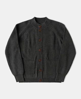 Heavyweight Wool-Blend Cardigan Sweater - Dark Gray