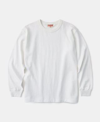 10.5 oz Cotton Loopwheel Tubular Long Sleeve T-Shirt - White