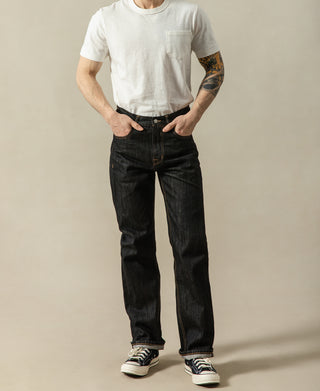 14 oz Selvedge Basic Straight-Fit Jeans - Black