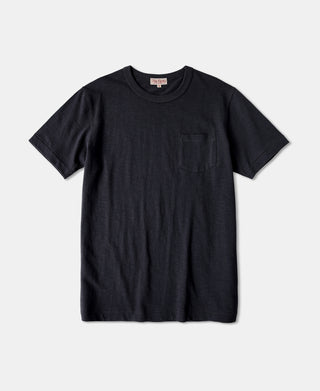 7.4 oz Slub Cotton Loopwheel Tubular Pocket T-Shirt - Black