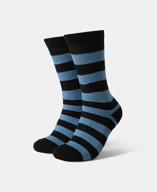 Retro Striped Cotton Socks - Black/Blue