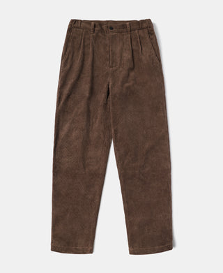 Straight-Leg Double-Pleated Cotton-Corduroy Trousers - Brown