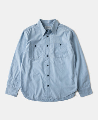 Military Wash Chambray Workshirt - Washed Blue - Size L