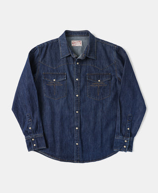 Western Snap Button Washed Denim Shirt