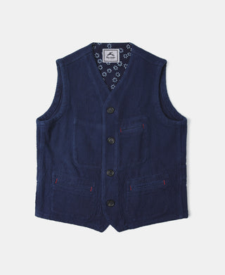 Indigo-Dyed Sashiko Work Vest