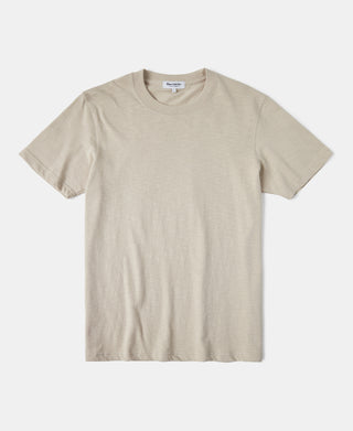 Classic Fit Loopwheel Slub Cotton T-Shirt - Oatmeal