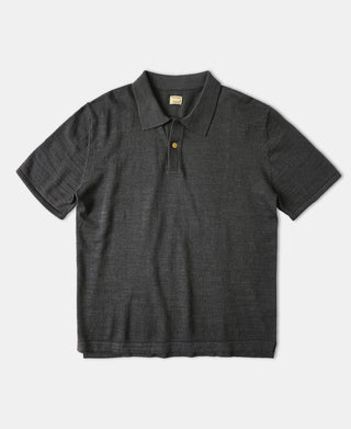 High-low Hem Slub Cotton Polo Shirt - Dark Gray