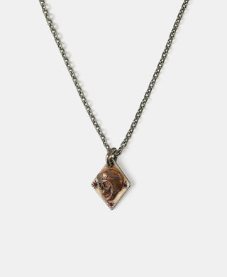 Sterling Skull Tag Ruby Necklace