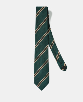 Striped Regimental Tie - Green/Brown