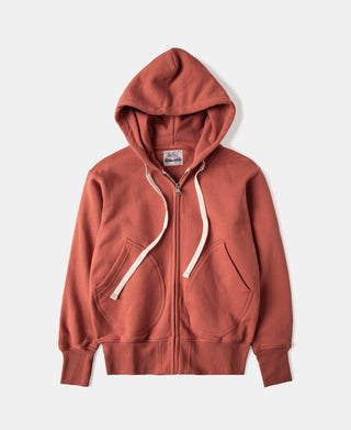 17.5 oz Terry Cloth Zip-Up Hoodie - Brick Red