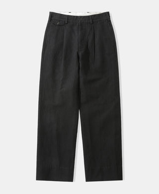 Textured Linen-Cotton Trousers in Black
