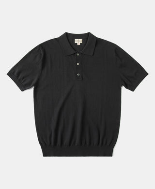 Lot 925 High-Twist Cotton Knit Polo - Black