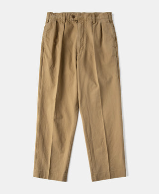 1930s IVY Style Double Pleated Chino Trousers - Yellow