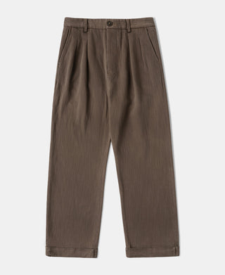 Pantalon à pinces style années 1930 en chevron - Marron