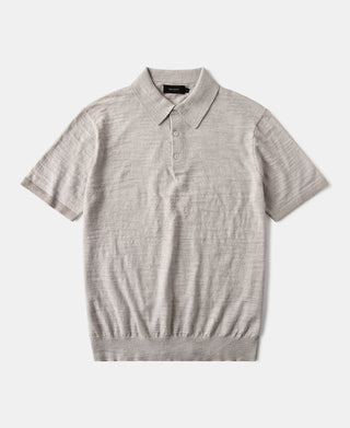 Lightweight Slub Cotton Knit Polo - Oatmeal