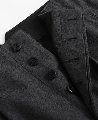Hollywood Waisted Wool Blend Trousers - Dark Gray
