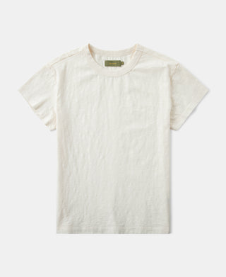 Light slub cotton cap sleeve T-shirt with crew neck