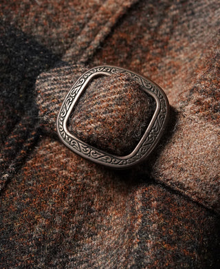 1930s Wool Shadow Plaid Tweed Cossack Jacket