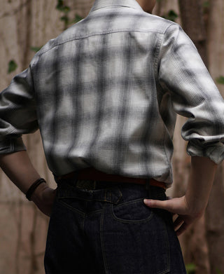 1950s Western Shadow Plaid Workshirt - Gray