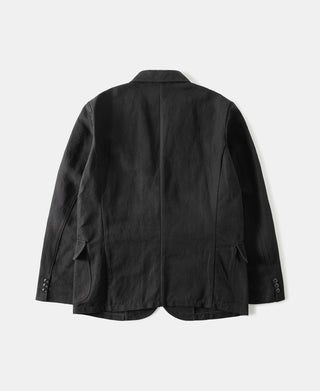 back view of Textured Linen-Cotton Sack Jacket – Black