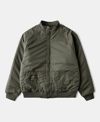 Reversible Diamond Quilted Stand-Collar Jacket - Olive