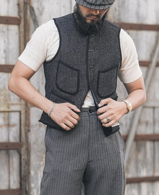 1930s Salt & Pepper Beach Cloth Wool Vest