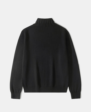 Wool-Blend Roll Neck Sweater - Black