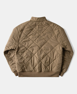 Reversible Diamond Quilted Stand-Collar Jacket - Khaki