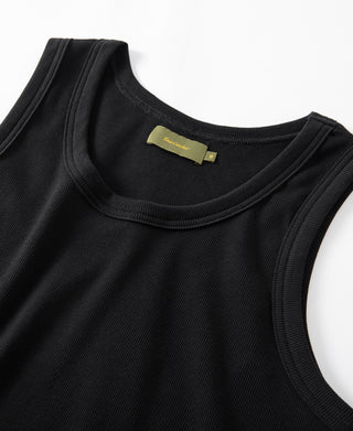 Cotton and Modal-Blend Tank Top - Black