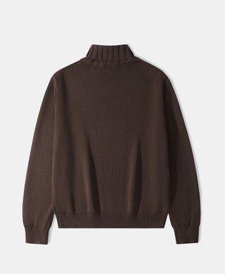 Wool-Blend Roll Neck Sweater - Coffee