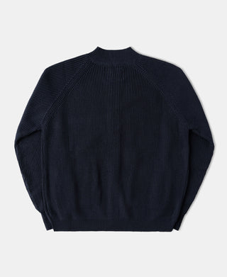 Heavyweight Wool-Blend Cardigan Sweater - Dark Blue